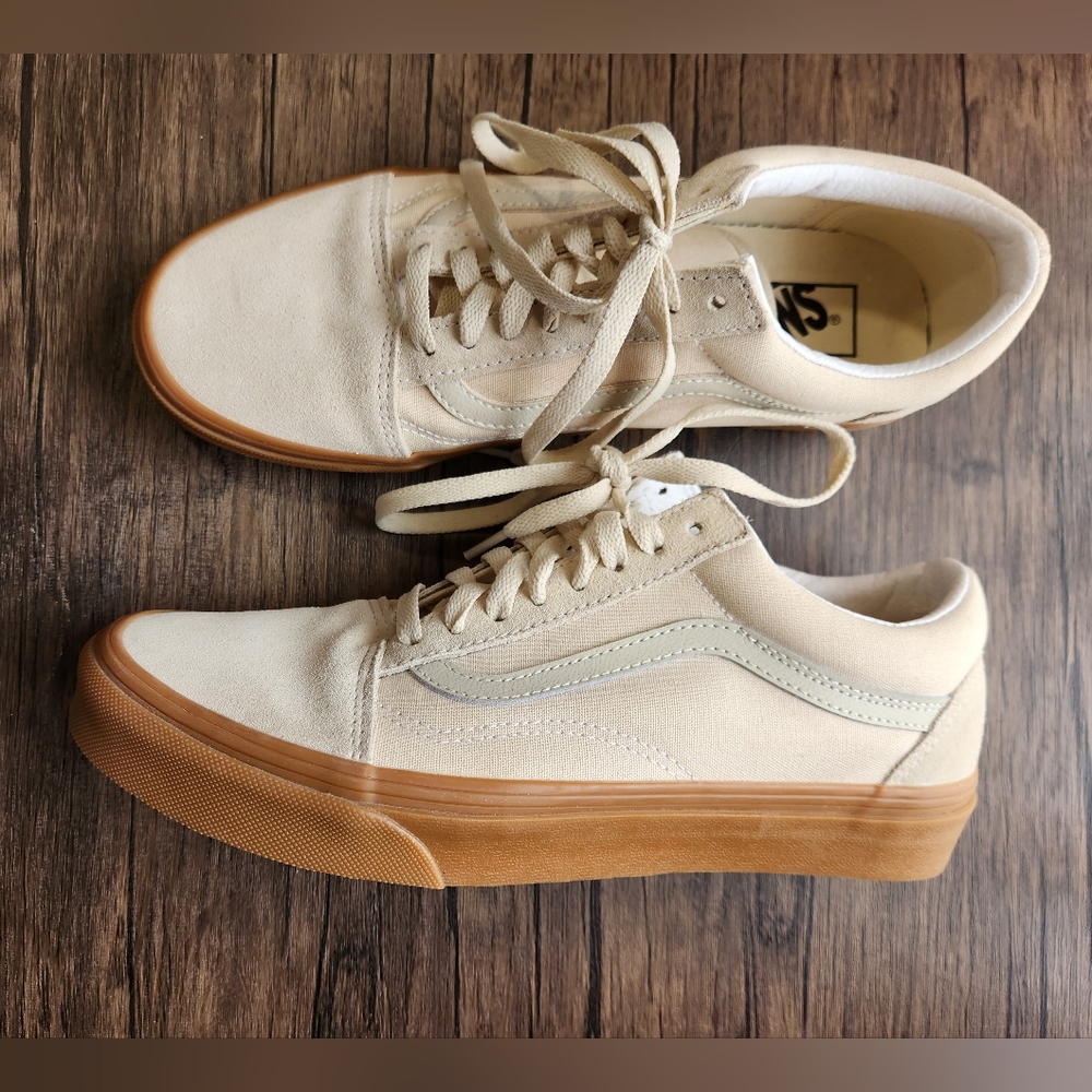 Vans Beige and Brown Canvas Sneakers